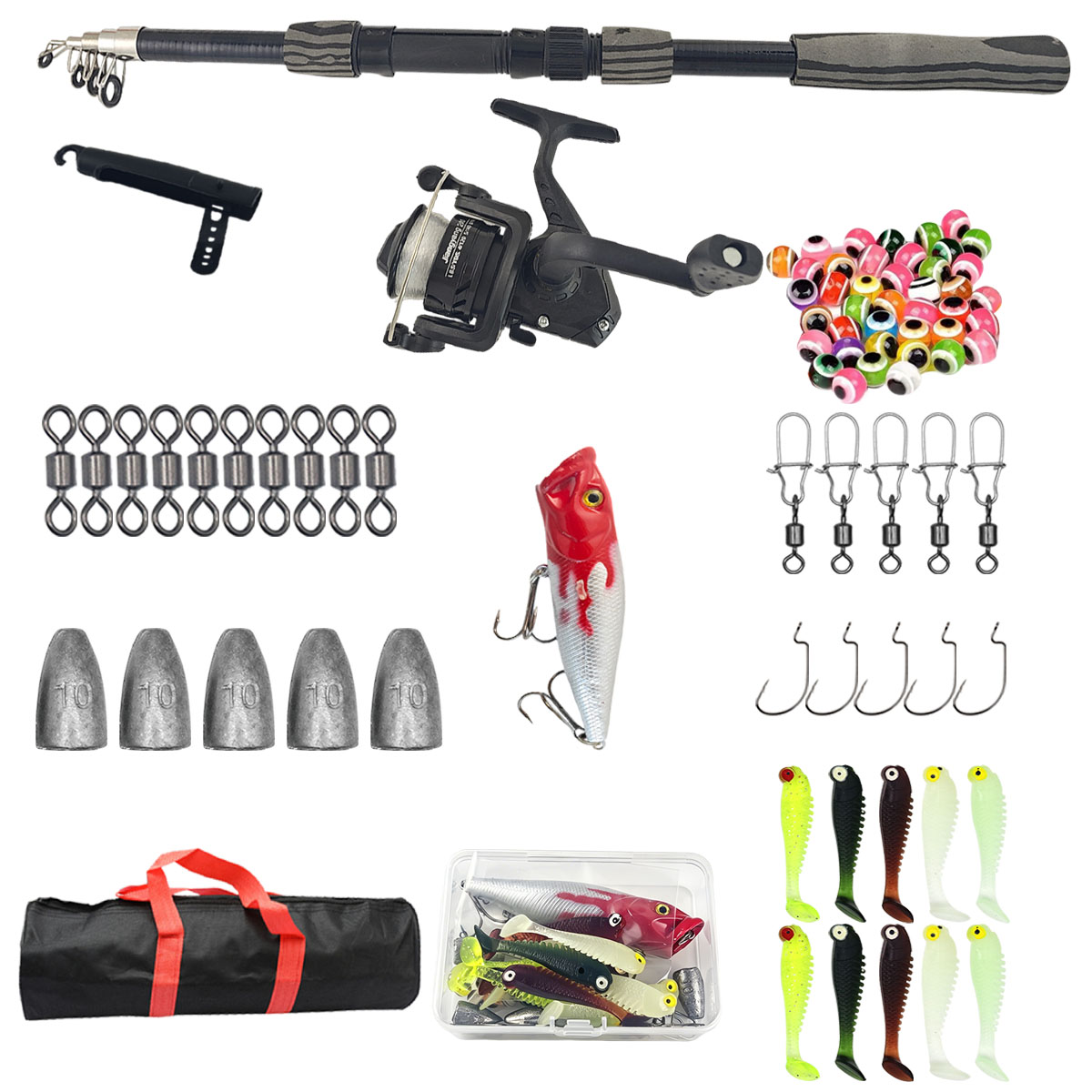 Fishing Lure Spinner - Taşınabilir, Katlanabilir Olta Takımı 1,8 m,